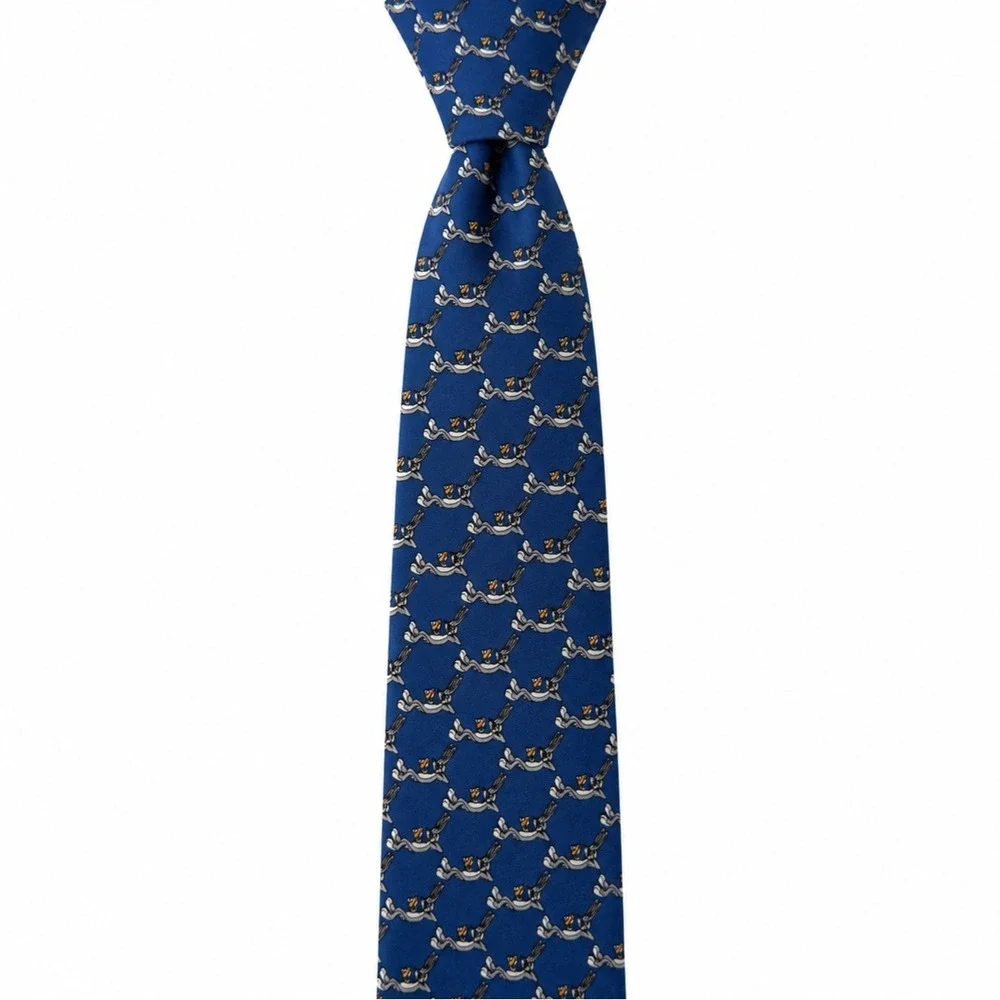 WARNER BROS 1994 Bugs Bunny Carrot Silk Tie Blue Looney Tunes Vintage